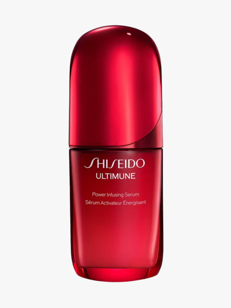 Shiseido Ultimune Power Infusing Serum in branded component on a light gray background